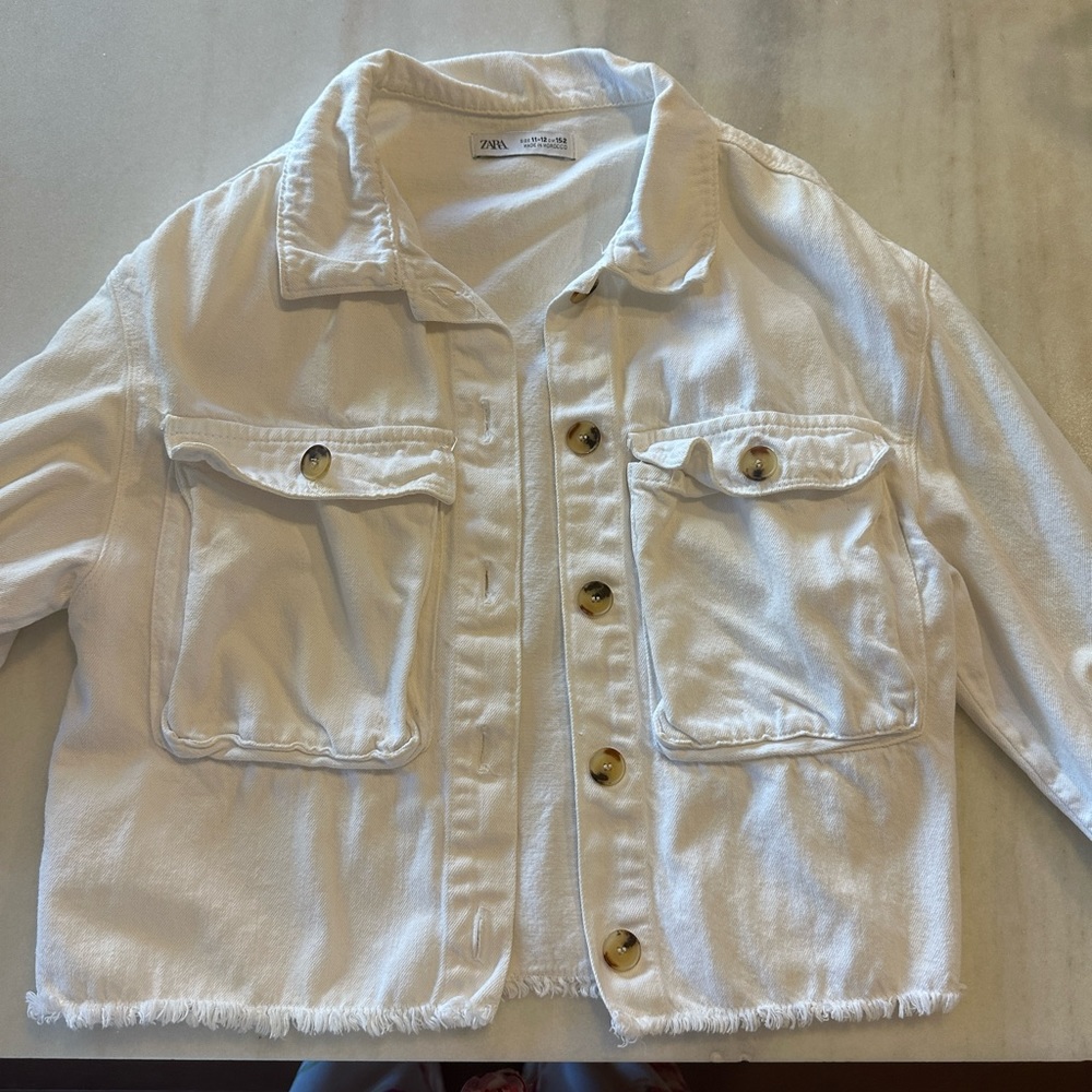 Zara white denim jacket